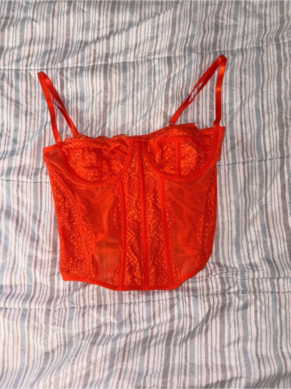 Orange Lace Corset Top - Women